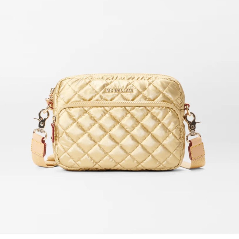 MZ Wallace Light Gold Pearl Metallic Small Metro Camera Bag